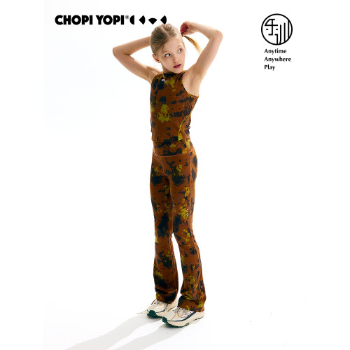 chopiyopi【彈跳皮】 女童紥染運動喇叭褲夏季防曬速乾運動瑜伽褲