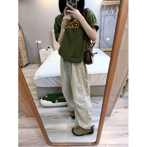 bf慵懶風彎刀褲寬松休閒速乾直筒濶腿褲顯瘦高腰薄款工裝褲2025夏