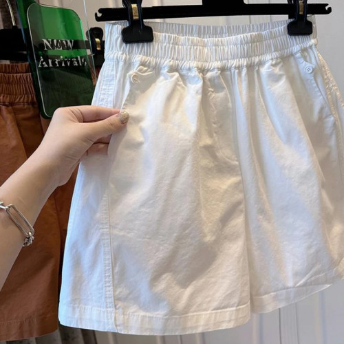 女童夏裝工裝短褲白色中大兒童夏季高腰熱褲女孩休閒運動五分褲子