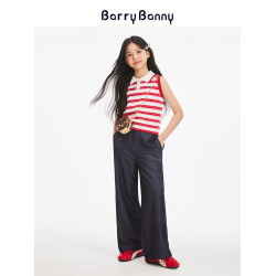 BarryBanny女童牛仔長褲2025夏季新款兒童休閒直筒褲彈力水洗褲