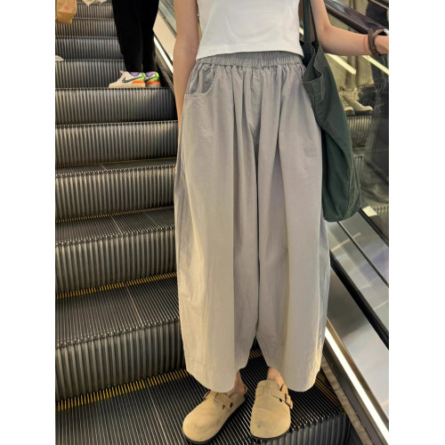 灰色速乾濶腿褲女夏季薄款寬松顯瘦慵懶風休閒褲小個子直筒九分褲