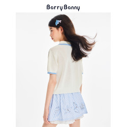 BarryBanny女童海洋polo衫短袖2025夏季新款海豚透氣翻領T恤上衣