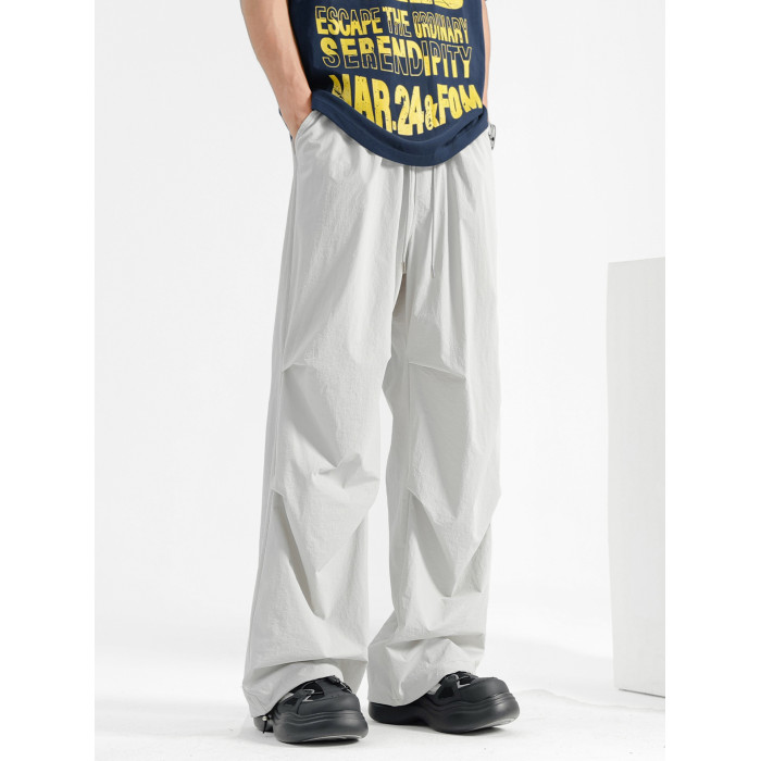 繖兵褲男士夏季薄款褲子速乾濶腿褲冰絲工裝褲運動褲直筒休閒褲 繖兵褲男士夏季薄款褲子速乾濶腿褲冰絲工裝褲運動褲直筒休閒褲