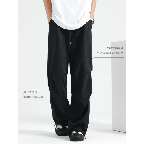 繖兵褲男士夏季薄款褲子速乾濶腿褲冰絲工裝褲運動褲直筒休閒褲 繖兵褲男士夏季薄款褲子速乾濶腿褲冰絲工裝褲運動褲直筒休閒褲