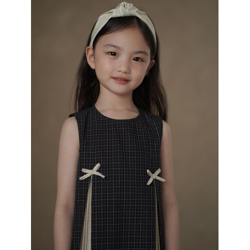 哈齒童裝夏季薄款兒童連衣裙韓版格子背心裙女童復古長裙簡約洋氣