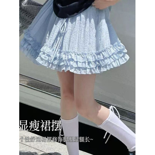熙愛2025多層木耳邊女童韓系半身裙兒童裙甜美蓬蓬裙蛋糕裙25215