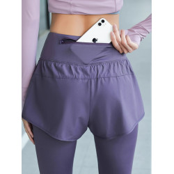 NextLori運動褲女春秋季新款高彈速乾褲瑜伽健身褲假兩件跑步長褲