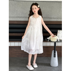 女童夏裝連衣裙2025新款兒童洋氣夏季無袖裙子女孩度假風吊帶裙潮