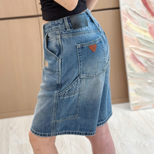 南油高定2025夏季新款皮標高腰顯瘦寬松濶腿褲牛仔五分褲中褲女