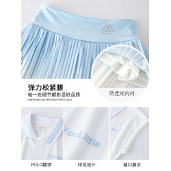 女童網球裙套裝兒童夏運動訓練羽毛球服裙子女大童速乾衣短袖女孩
