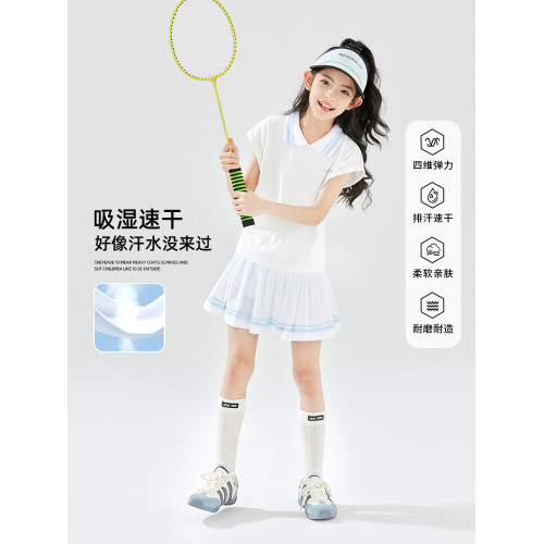 女童網球裙套裝兒童夏運動訓練羽毛球服裙子女大童速乾衣短袖女孩
