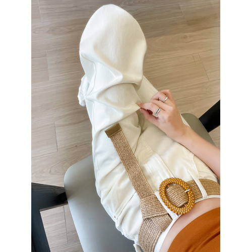 隅見丨白色休閒牛仔褲女2025夏薄超火松弛感蕾絲花邊刺綉濶腿褲子