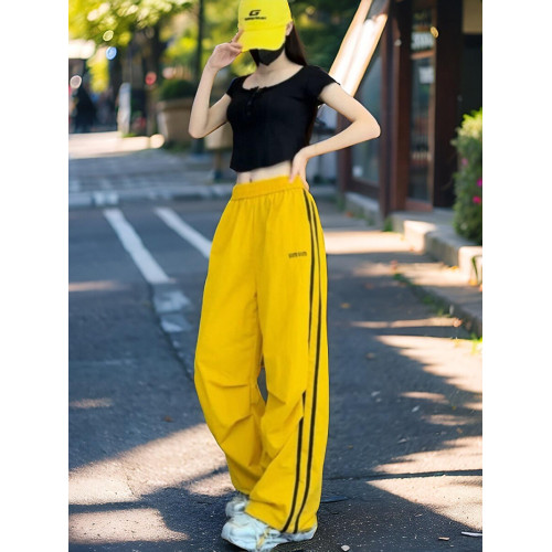 高級冰絲工裝褲女夏季寬松休閒薄款高腰顯瘦高級感運動防曬濶腿褲
