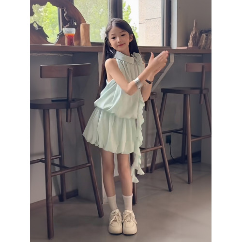 女童連衣裙夏裝2025新款兒童洋氣時髦背心裙女大童夏款公主裙裙子