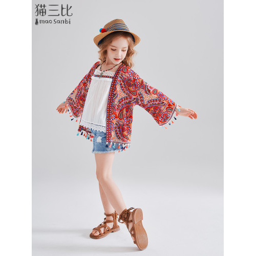 女童防曬衣度假2025夏季新款中大童外搭新疆西藏旅遊兒童披肩薄款