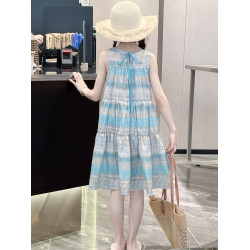 女童夏連衣裙2025新款巨好看兒童碎花吊帶裙子女大童民族風背心裙