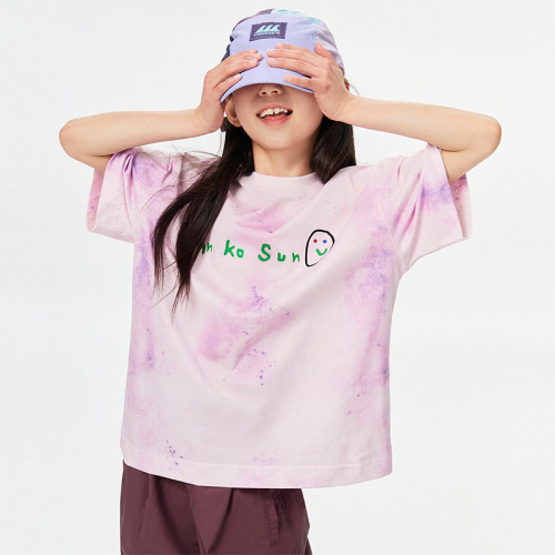 gxgkids童裝女童夏裝新款字母T恤兒童全棉印花短袖中大童圓領上衣