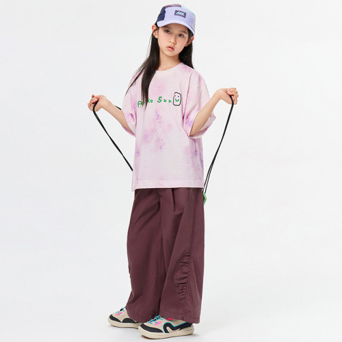 gxgkids童裝女童夏裝新款字母T恤兒童全棉印花短袖中大童圓領上衣