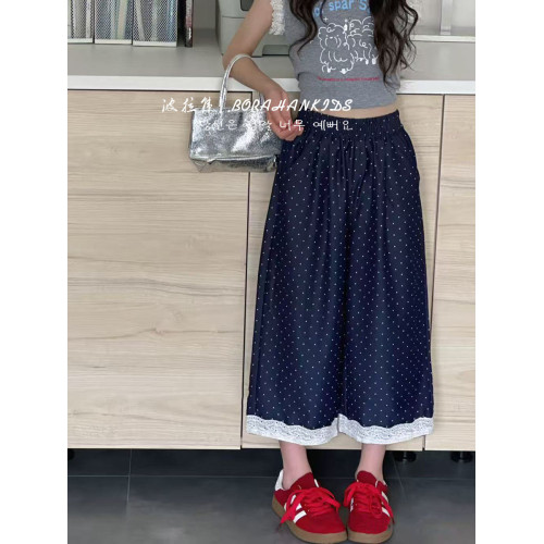 波拉韓女童花邊天絲牛仔褲夏季2025兒童超薄九分褲中大童休閒褲