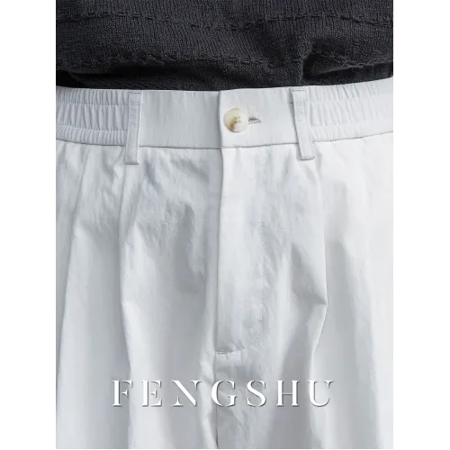 FENGSHU 夏季薄款透氣寬松直筒濶腿褲潮流百搭純色白色簡約休閒褲