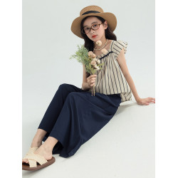 女童褲子夏季2025新款兒童洋氣時髦裙褲九分休閒褲大童寬松濶腿褲