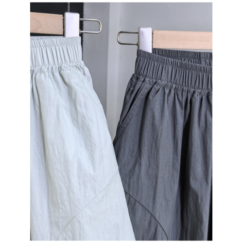 品牌E童褲120-170身高夏季超薄清涼寬松版洋氣彎刀濶腿褲女童8208