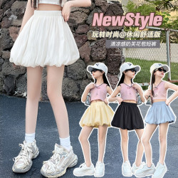 女童夏季短褲2025新款兒童洋氣花苞裙褲中大童女孩夏裝休閒褲子潮