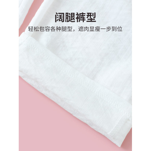 女童純色褲子夏季薄款白色冰絲褲兒童夏裝休閒長褲大童直筒濶腿褲