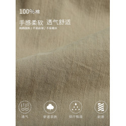 春季新款日系工裝褲男寬松濶腿褲復古做舊純棉蘿蔔褲休閒褲八分褲