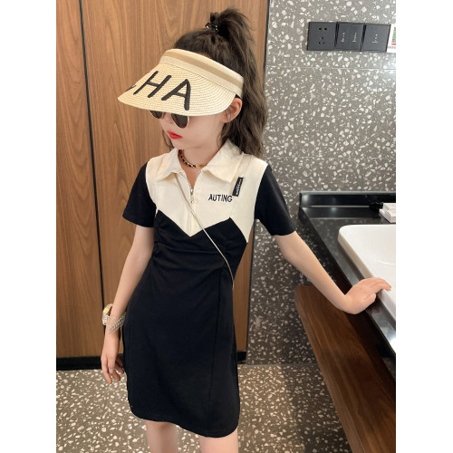 女童連衣裙夏裝2025新款夏季T恤女孩polo衫裙女大童兒童運動衣服