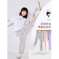 女童打底褲夏季薄款兒童鯊魚褲冰絲褲子外穿夏天瑜伽褲大童芭比褲