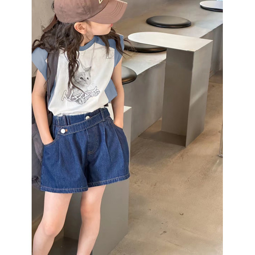 波拉韓國童裝女童短褲2025夏裝兒童牛仔熱褲中大童休閒褲外穿褲子