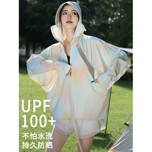 防曬衣女2025新款夏季冰絲防紫外線薄寬松專業UPF100+戶外防曬服
