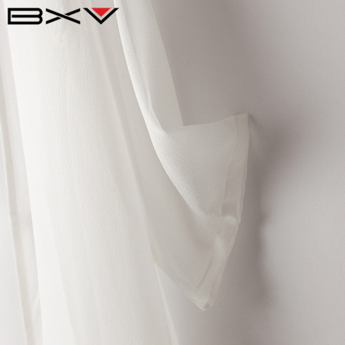 BXV白色真絲上裝女2025夏季新款桑蠶絲防曬衣飄逸開衫高級感外披