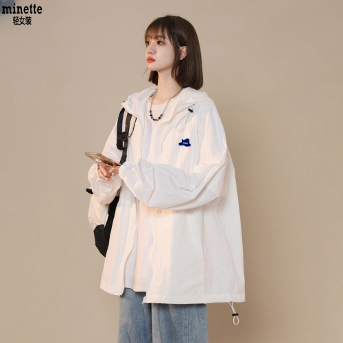 奧萊商場折釦中性透氣防曬衣女夏季連帽薄外套學生戶外大碼防曬服
