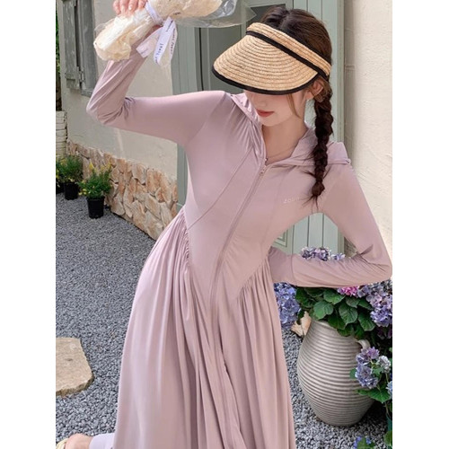 防曬衣女2025新款護全身輕薄防紫外線超長款防曬服開衫掐腰修身外