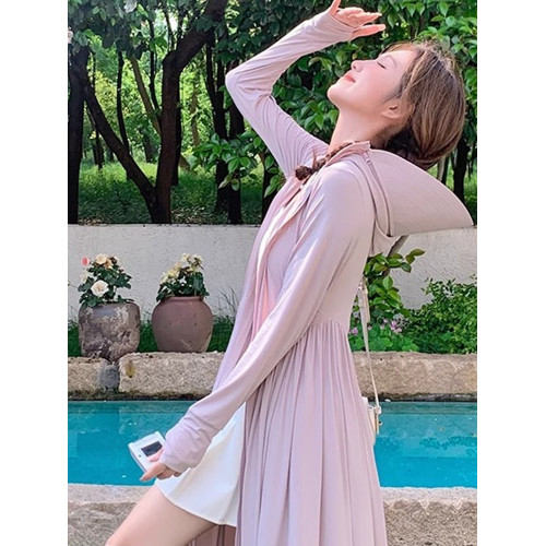 防曬衣女2025新款護全身輕薄防紫外線超長款防曬服開衫掐腰修身外