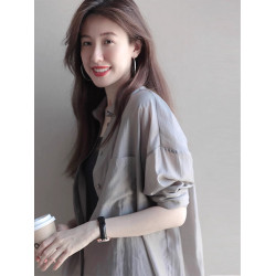 防曬衣女款2025新款襯衣開衫寬松薄款絲光透氣防曬服襯衫上衣夏季
