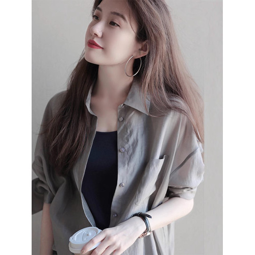 防曬衣女款2025新款襯衣開衫寬松薄款絲光透氣防曬服襯衫上衣夏季