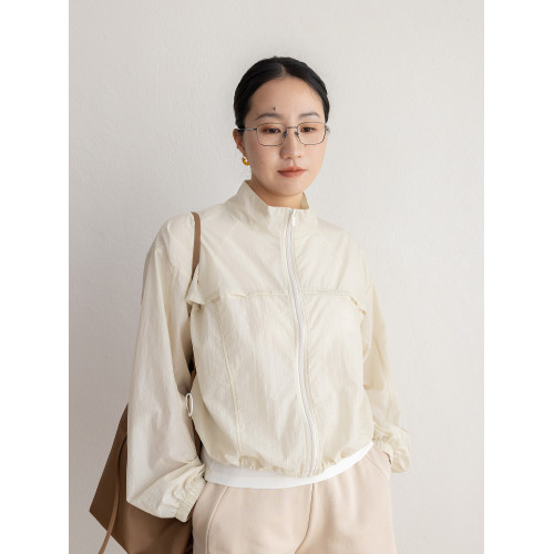 JENUNIQUE輕薄長袖防曬衣女2025新款休閒戶外運動寬松皮膚衣短款