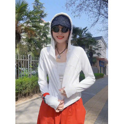夏季新款冰倍因子戶外防曬衣女網紅款冰絲透氣防紫外線連帽防曬服
