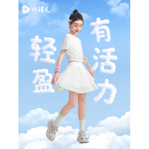 水孩兒女童短褲輕薄網紗2025夏裝新品百褶裙褲女寶運動網球褲子