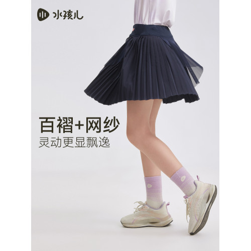 水孩兒女童短褲輕薄網紗2025夏裝新品百褶裙褲女寶運動網球褲子