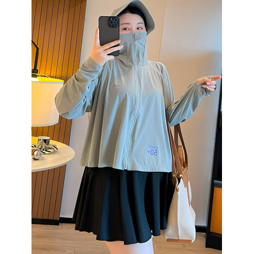 胖MM200斤大碼防曬衣女夏季冰絲涼感透氣披肩鬭篷防蚊蟲寬松外套