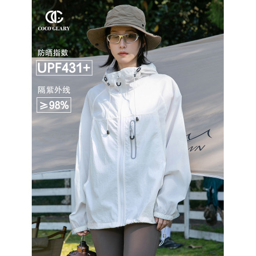 COCO GLARY防曬衣女夏季戶外防紫外線運動徒步輕薄外套登山防曬服