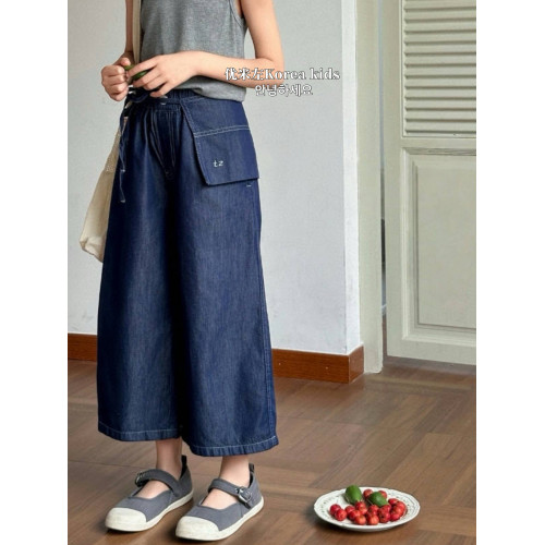 女童牛仔褲2025新款兒童夏季褲子中大童女孩夏季濶腿褲9分直筒褲