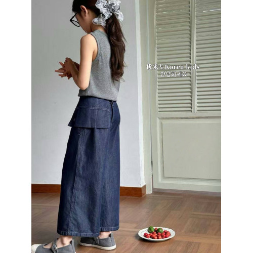 女童牛仔褲2025新款兒童夏季褲子中大童女孩夏季濶腿褲9分直筒褲