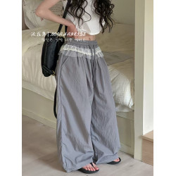 波拉韓女童夏季防蚊褲兒童蕾絲拼接休閒褲2025新款直中大童直筒褲