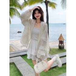 白色連帽夏季防曬衣女防紫外線薄2025新款韓系洋氣短款防曬服外套