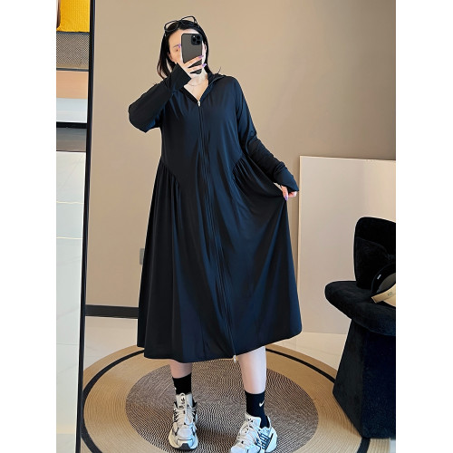 胖MM200斤大碼女裝大裙擺防曬長裙冰絲涼感透氣寬松舒適防曬衣女